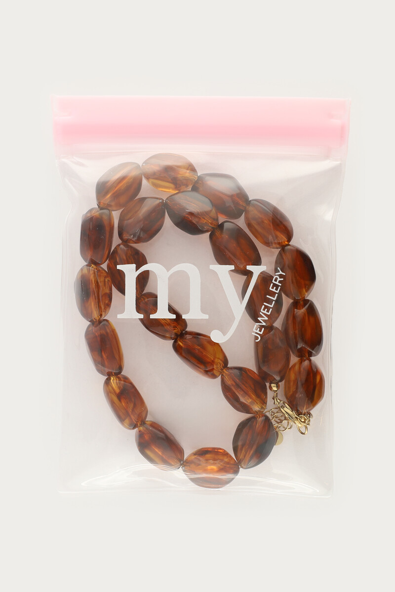 Brown statement necklace with oval beads | My Jewellery
