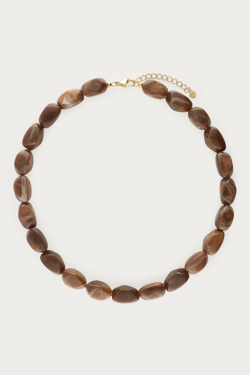 Donkerbruine statement ketting met ovalen kralen