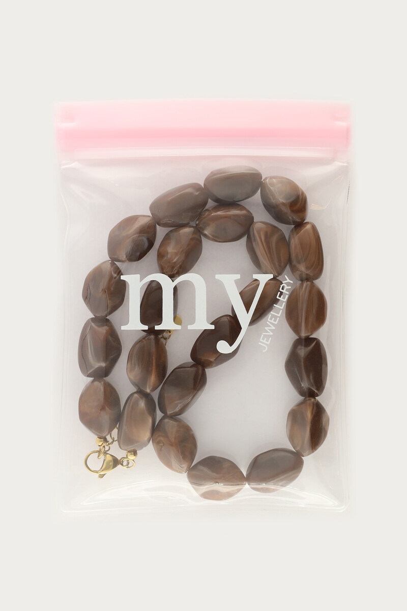 Dark brown statement necklace with oval beads | My Jewellery