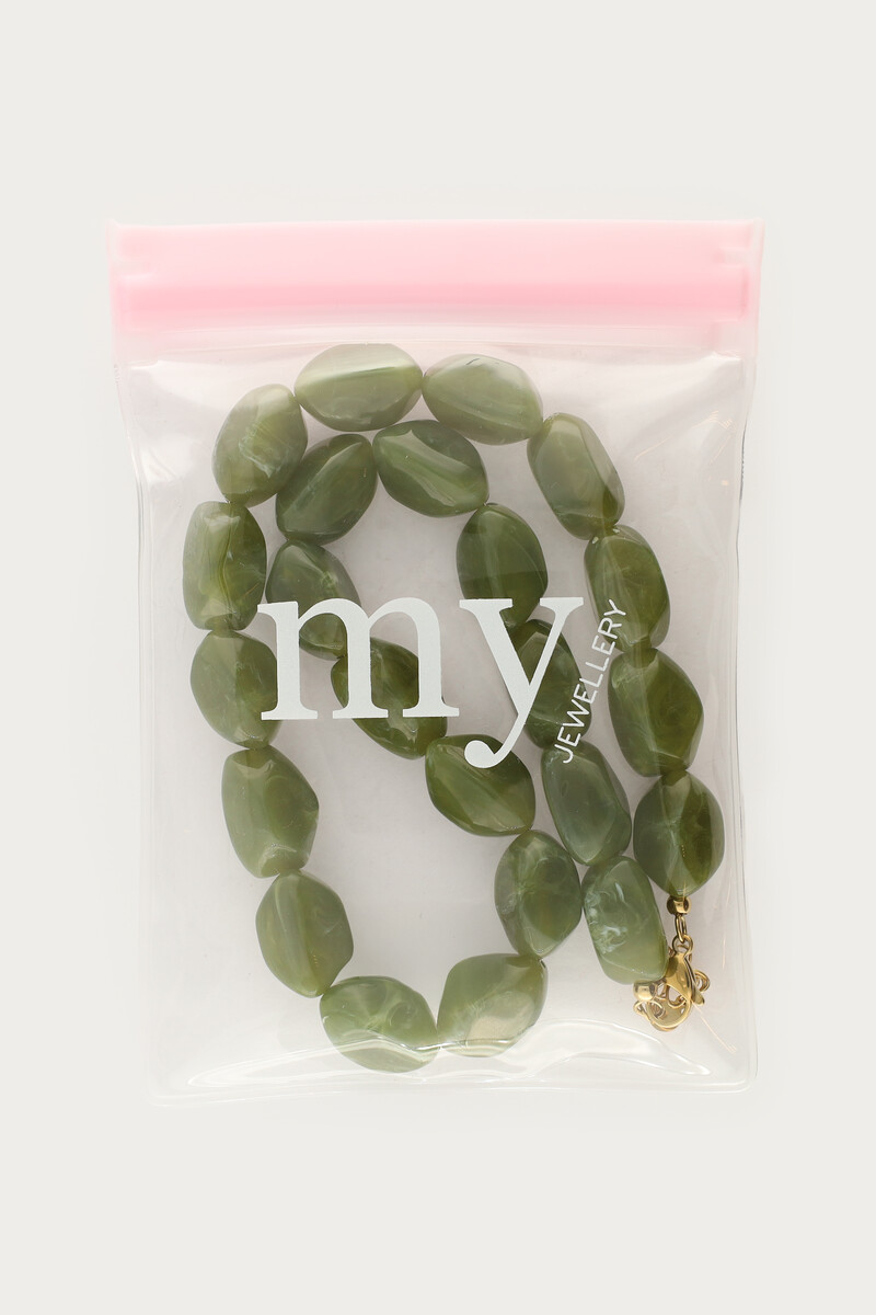 Green statement necklace with oval beads | My Jewellery