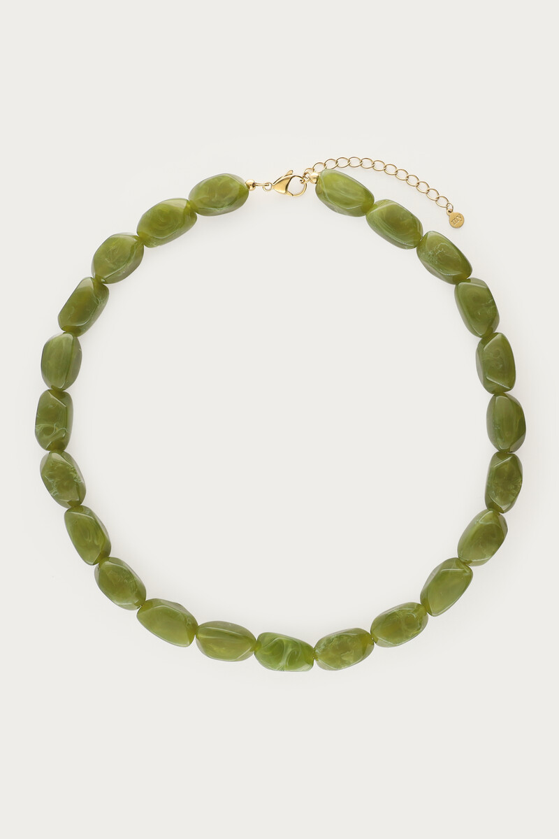Groene statement ketting met ovalen kralen