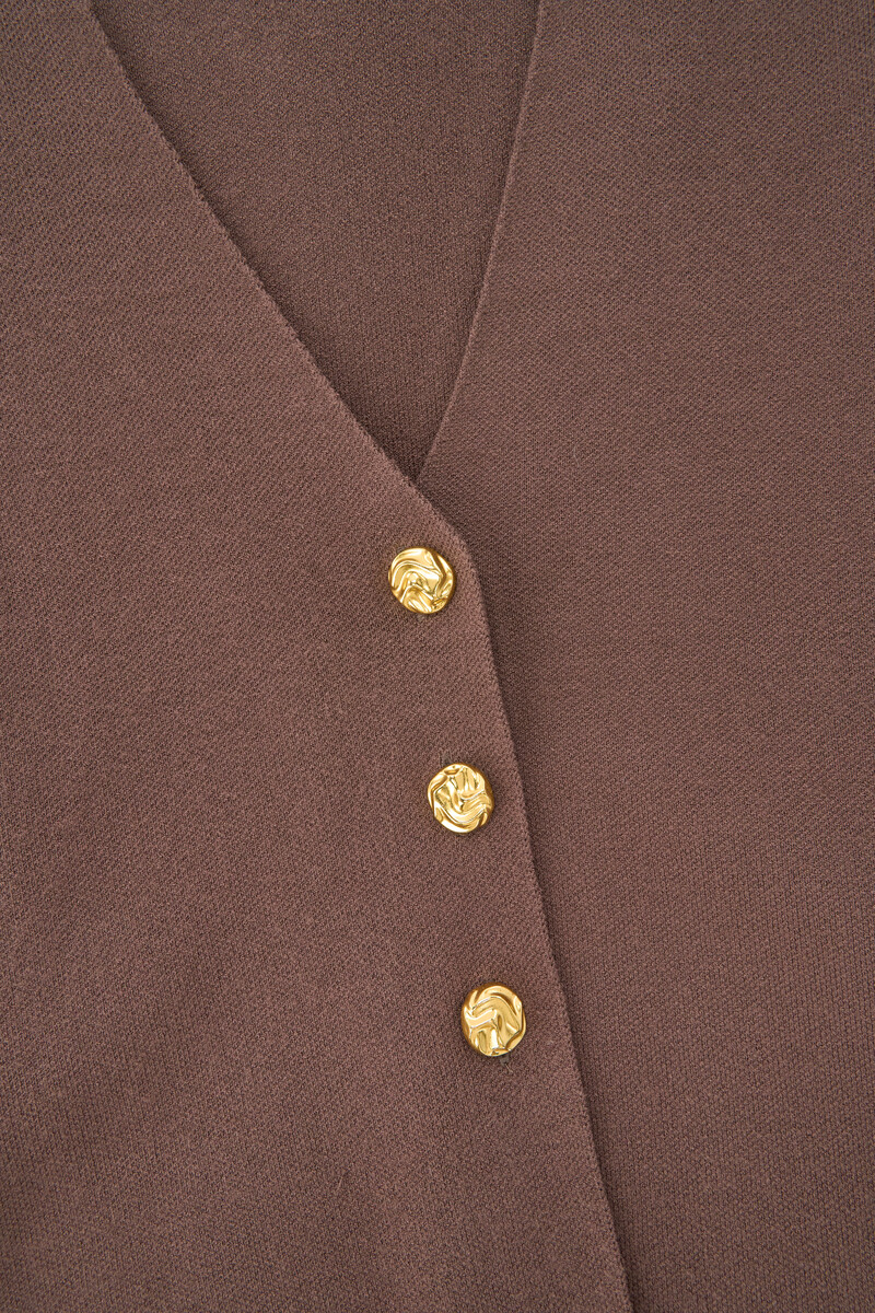 Brown Cardigan with Gold Buttons | My Jewellery