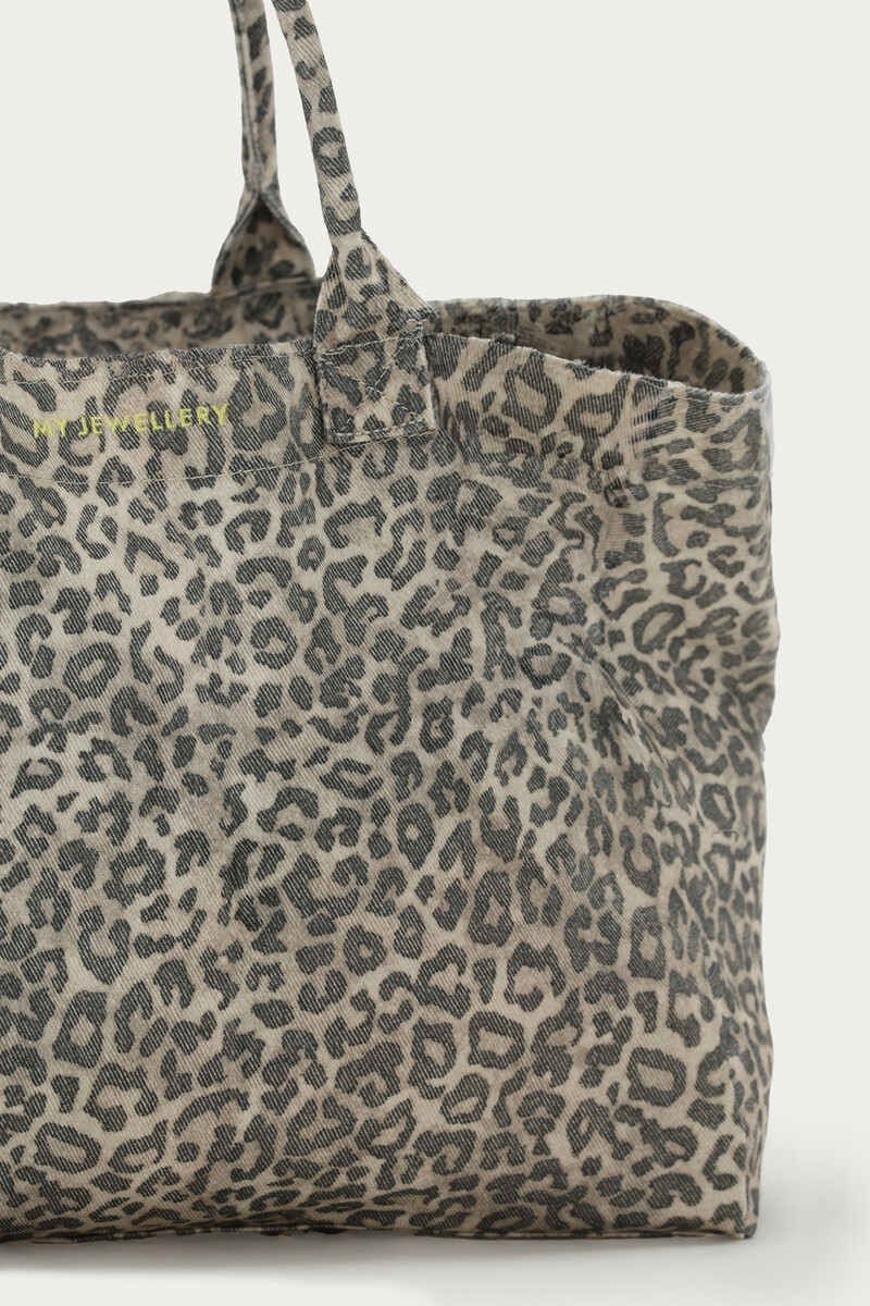 Large tote bag with light leopard print | My Jewellery