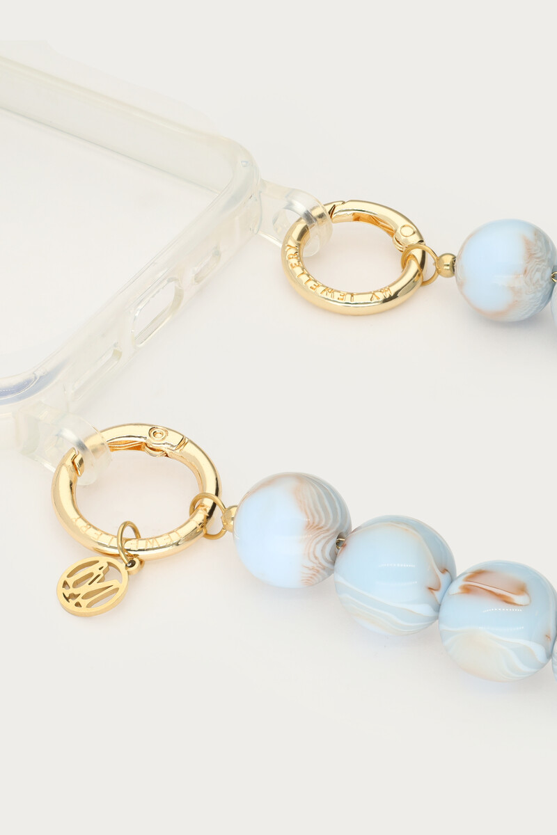 Light blue telephone cord with round beads | My Jewellery