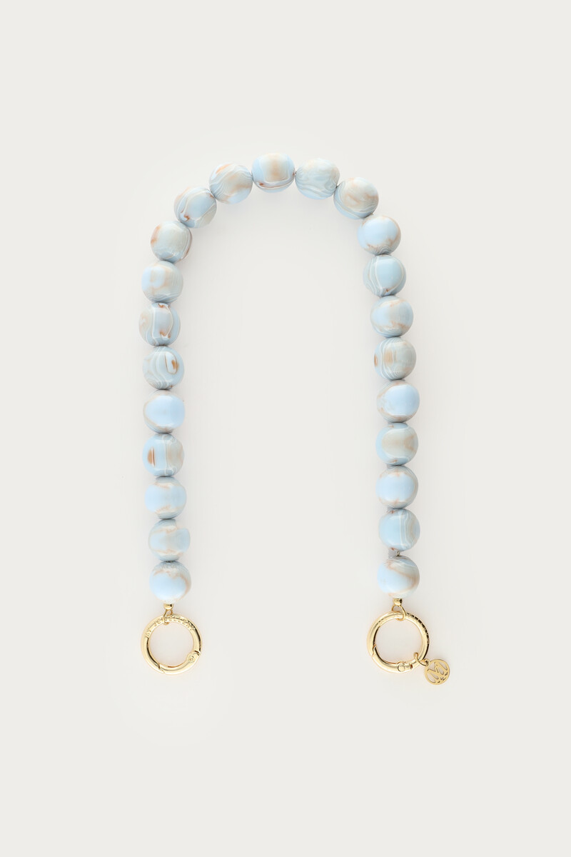 Light blue telephone cord with round beads | My Jewellery