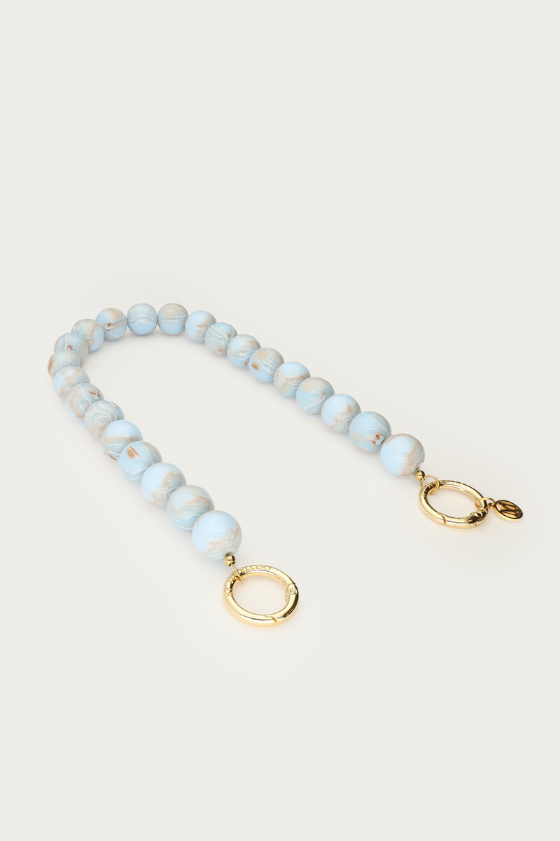 Light blue telephone cord with round beads | My Jewellery