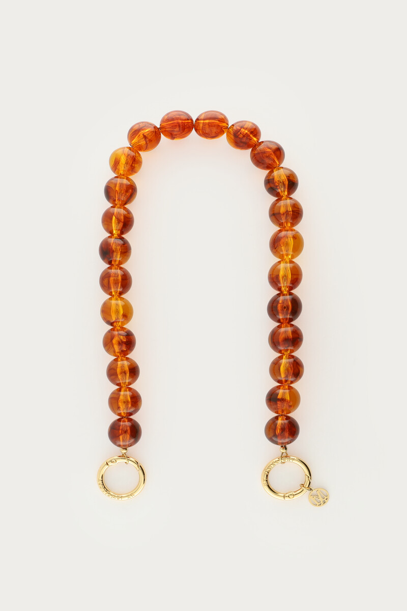 Brown telephone cord with round beads | My Jewellery