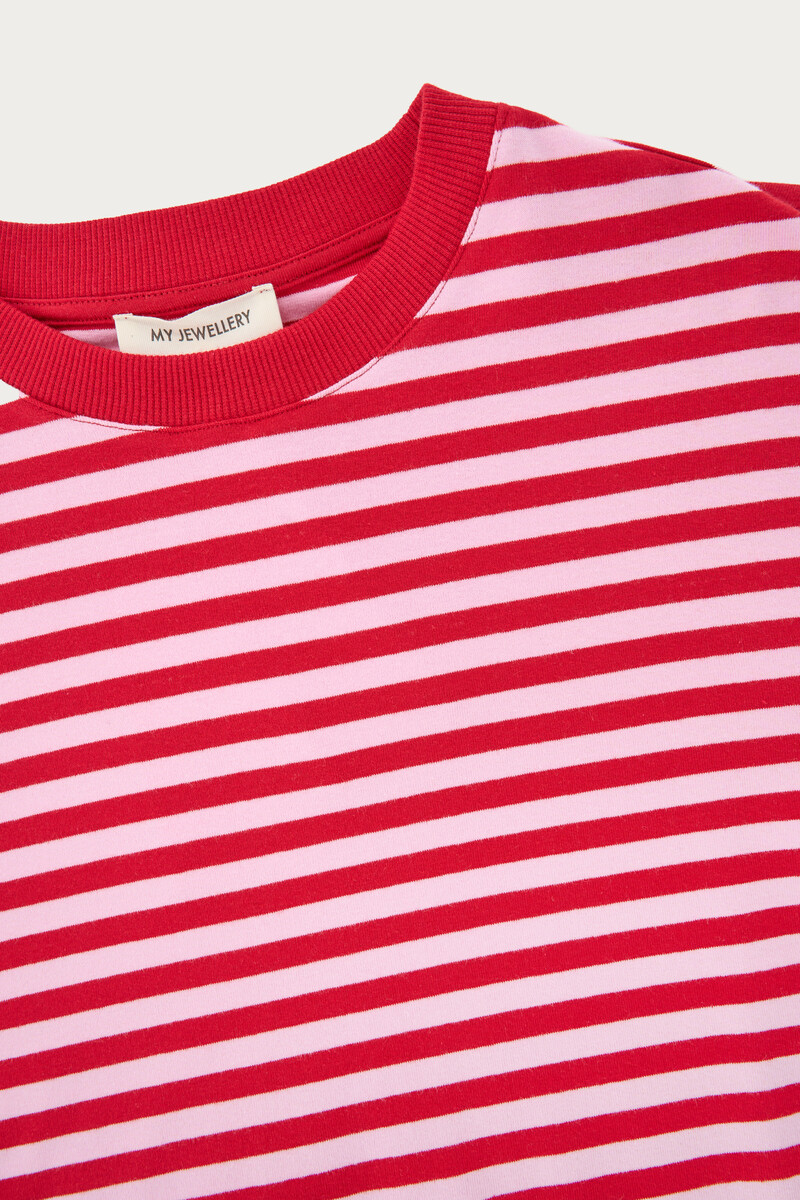 Pink striped boxy T-shirt | My Jewellery
