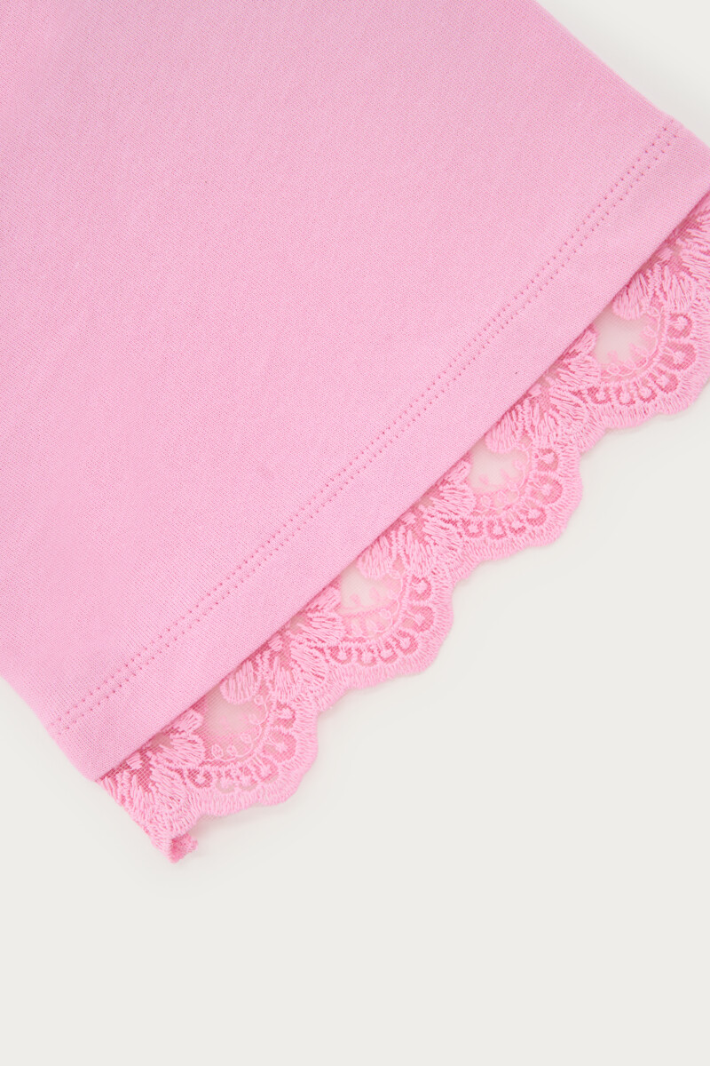 Pink boxy T-shirt with lace sleeves | My Jewellery