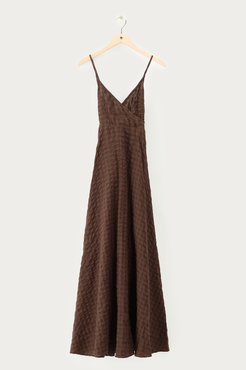 Brown checked maxi dress | My Jewellery