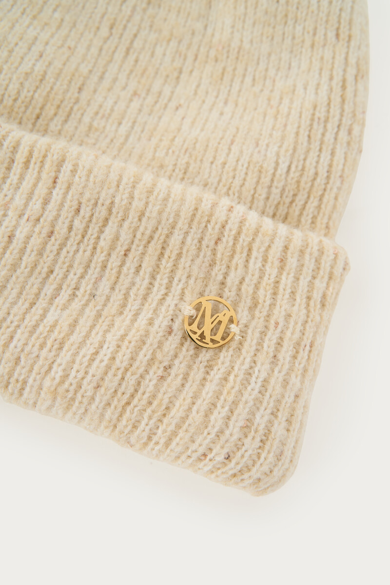 Beige knitted beanie with mini sequins | My Jewellery