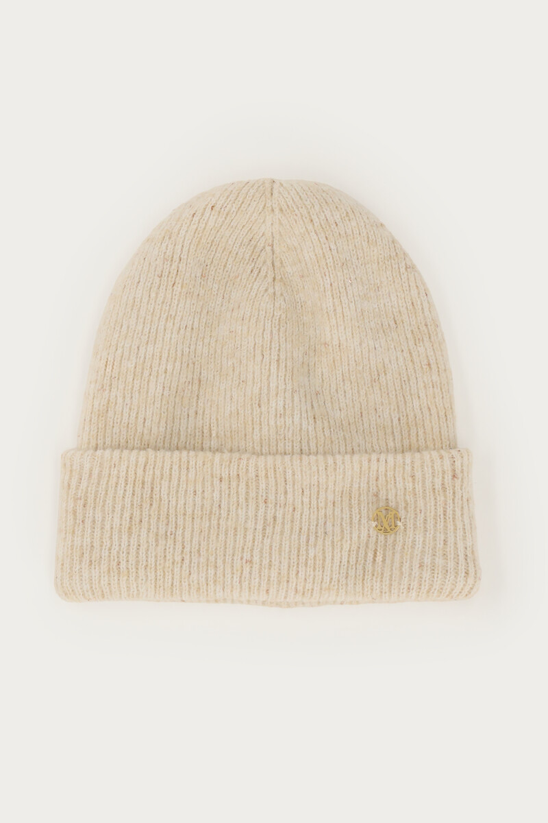 Beige knitted beanie with mini sequins | My Jewellery