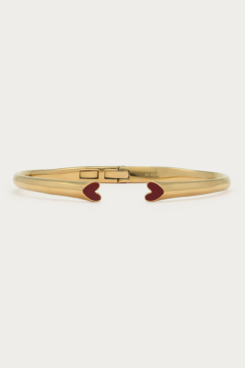 Open bracelet with red hearts | My Jewellery