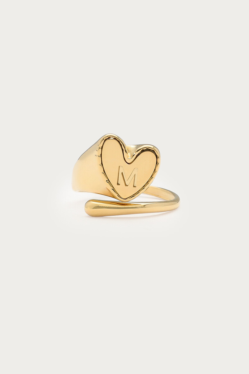 Initial ring with heart charm | My Jewellery