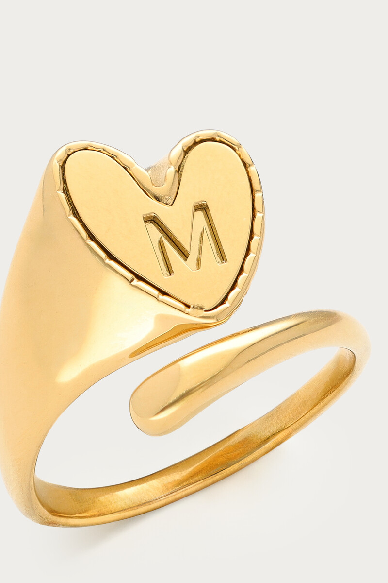 Initial ring with heart charm | My Jewellery