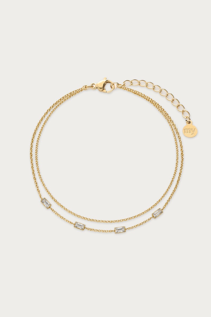 Magical double bracelet with rectangular strass stones | My Jewellery
