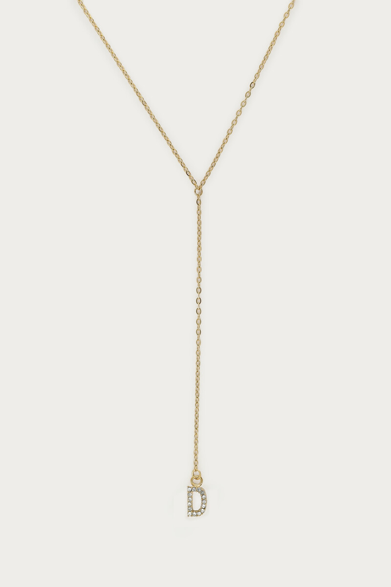 Initial y-necklace with rhinestones