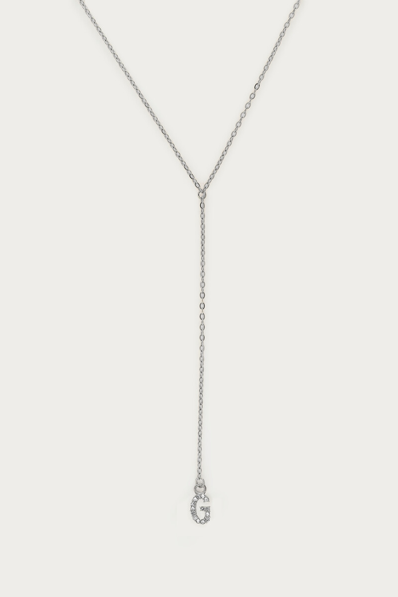 Initial y-necklace with rhinestones