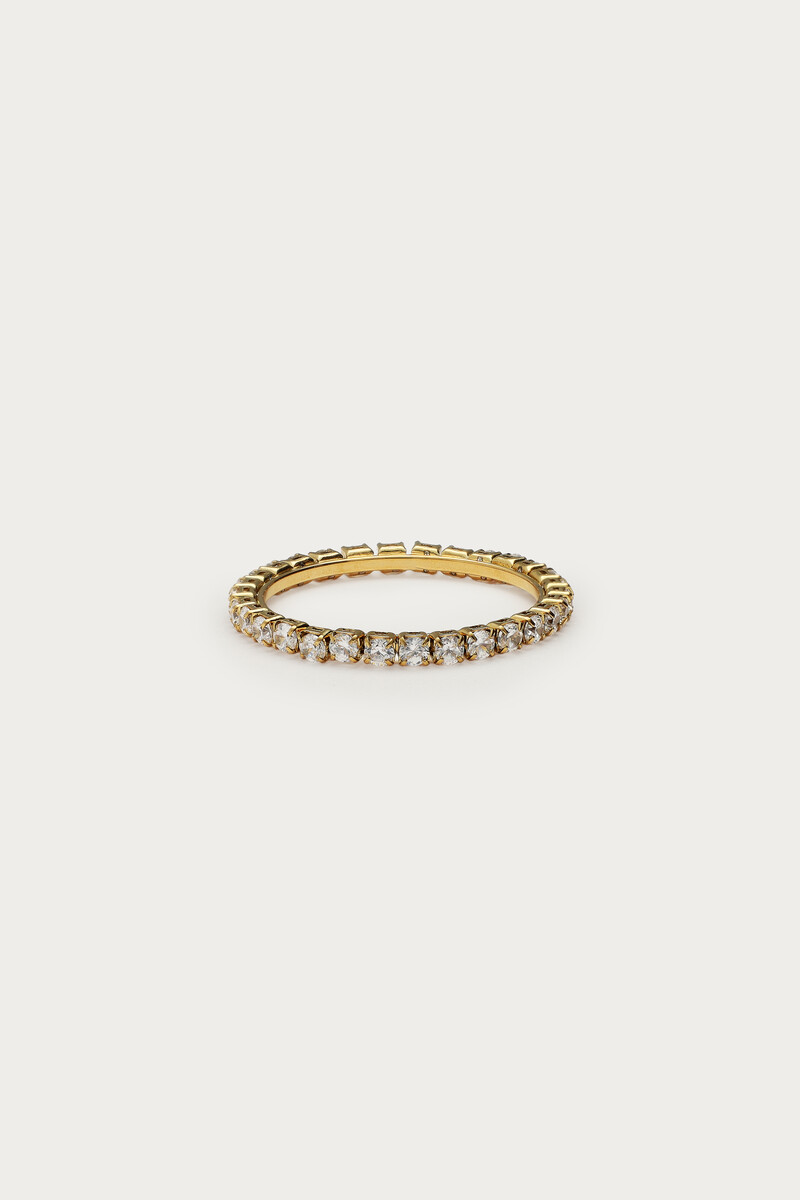 Tennis ring with rhinestones