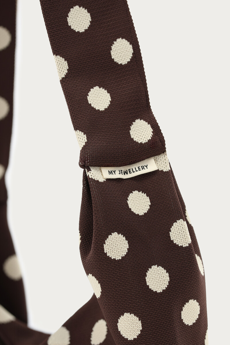 Brown cross body bag with beige polka dots | My Jewellery