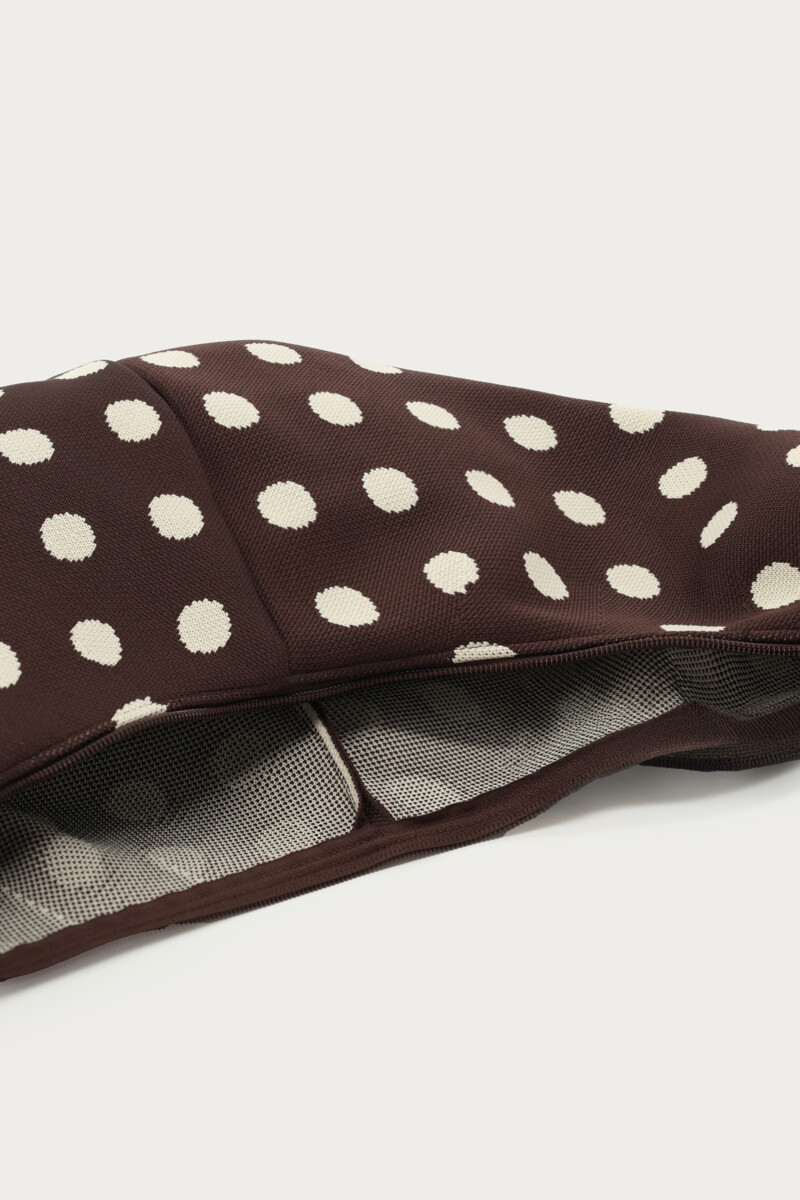 Brown cross body bag with beige polka dots | My Jewellery