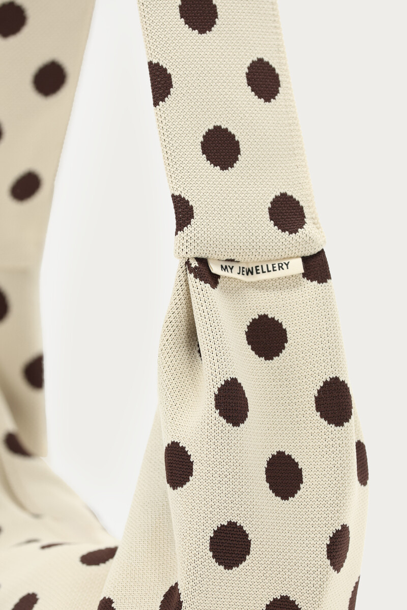 Beige crossbody bag with brown polka dots | My Jewellery