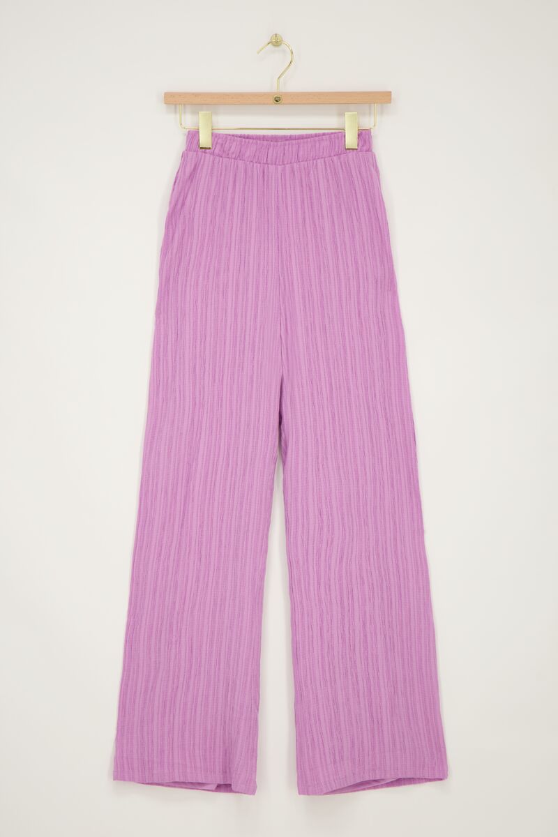 Purple wide-leg crinkle trousers | My Jewellery