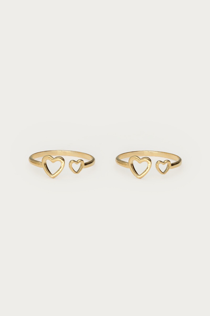 Moeder & dochter hartjes ringen set