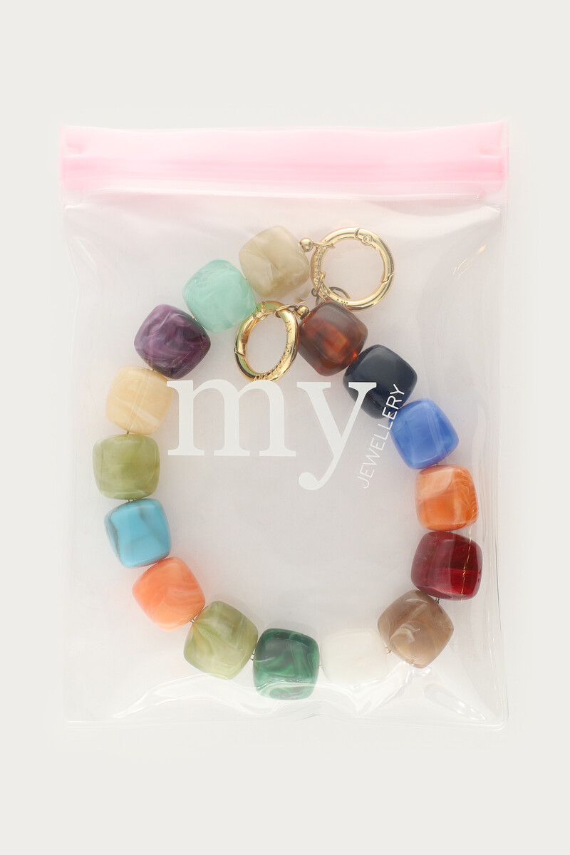 Multicoloured phone cord with statement beads | My Jewellery