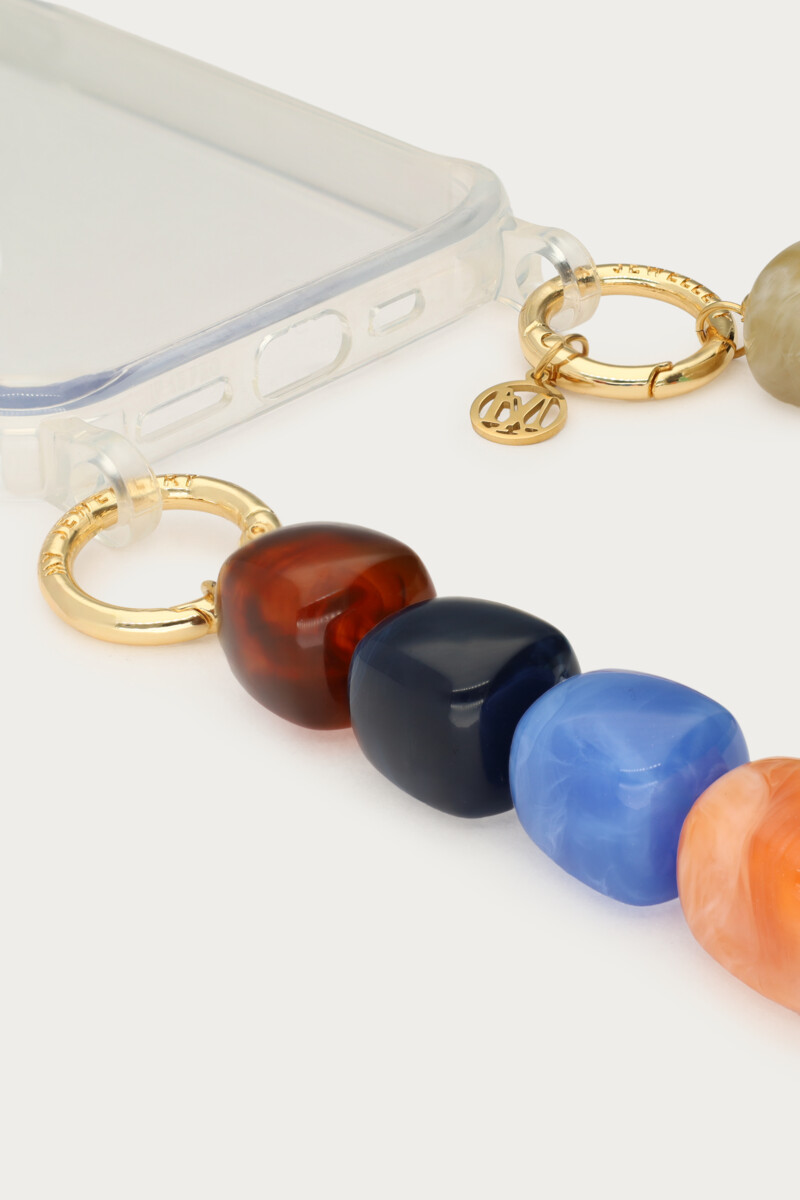 Multicoloured phone cord with statement beads | My Jewellery