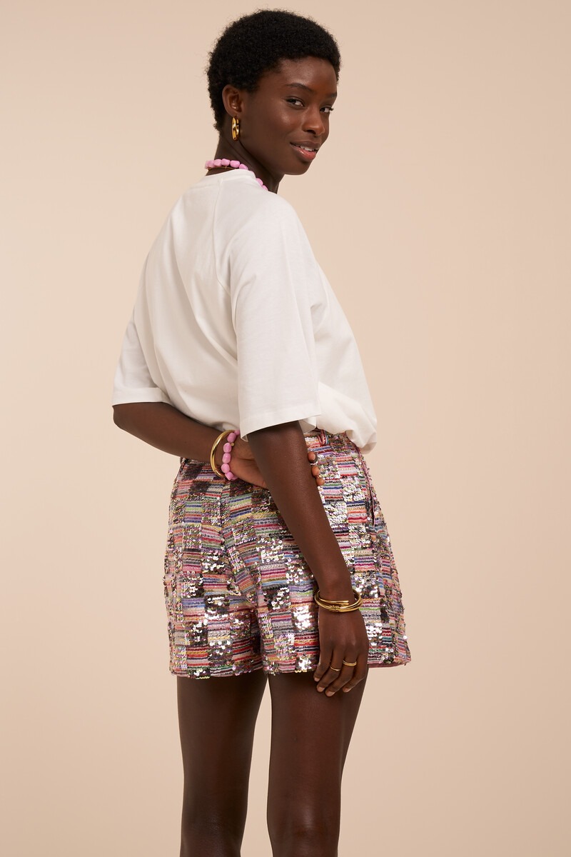 Multicoloured bouclé shorts with sequins | My Jewellery