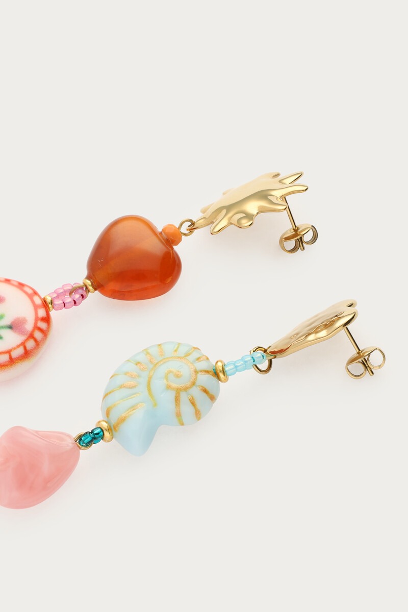 Multicoloured drop earrings with resin beads | My Jewellery