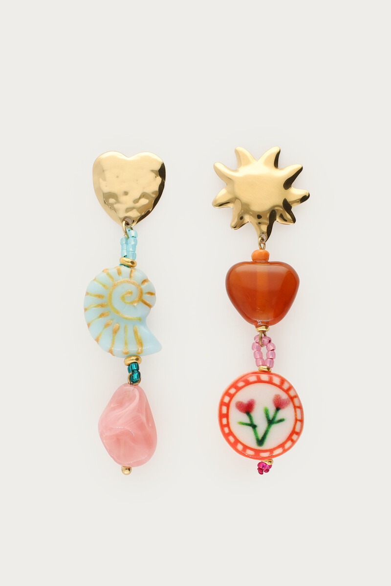 Multikleur oorhangers met resin kralen