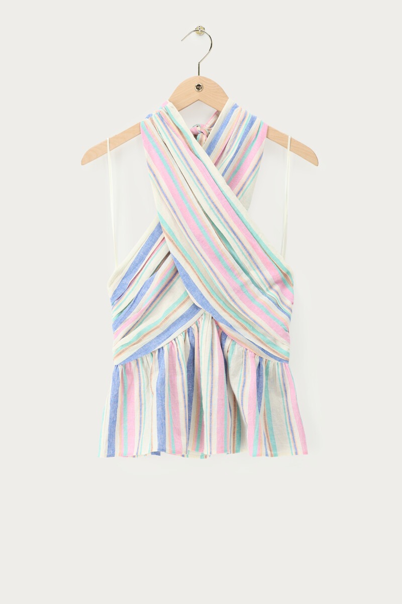 Multicoloured halter top with stripes | My Jewellery