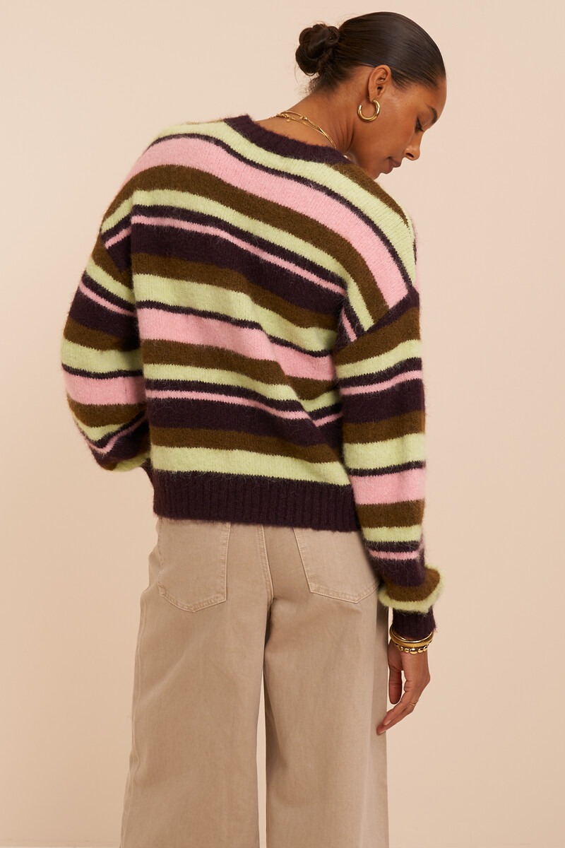 Multicoloured knitted sweater with stripes | My Jewellery