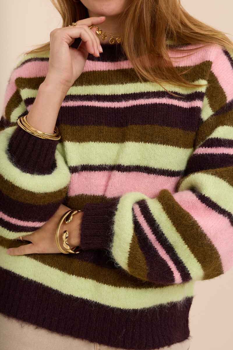 Multicolour knitted sweater with stripes | My Jewellery