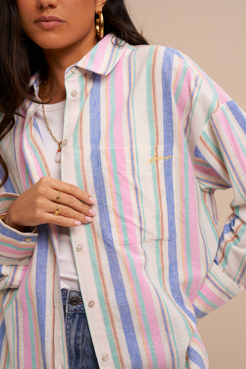 Multicoloured oversized blouse with stripes | My Jewellery