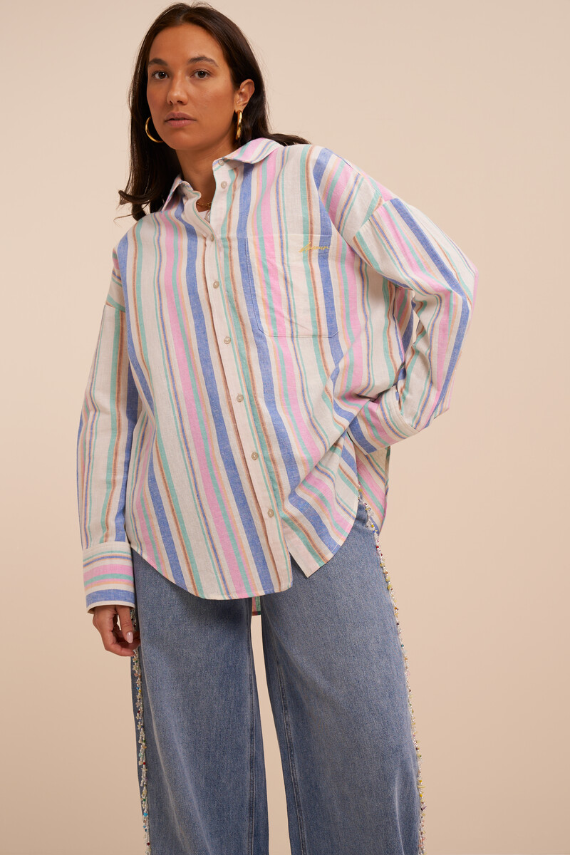 Multicoloured oversized blouse with stripes | My Jewellery