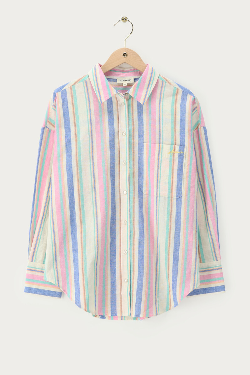Multicoloured oversized blouse with stripes | My Jewellery
