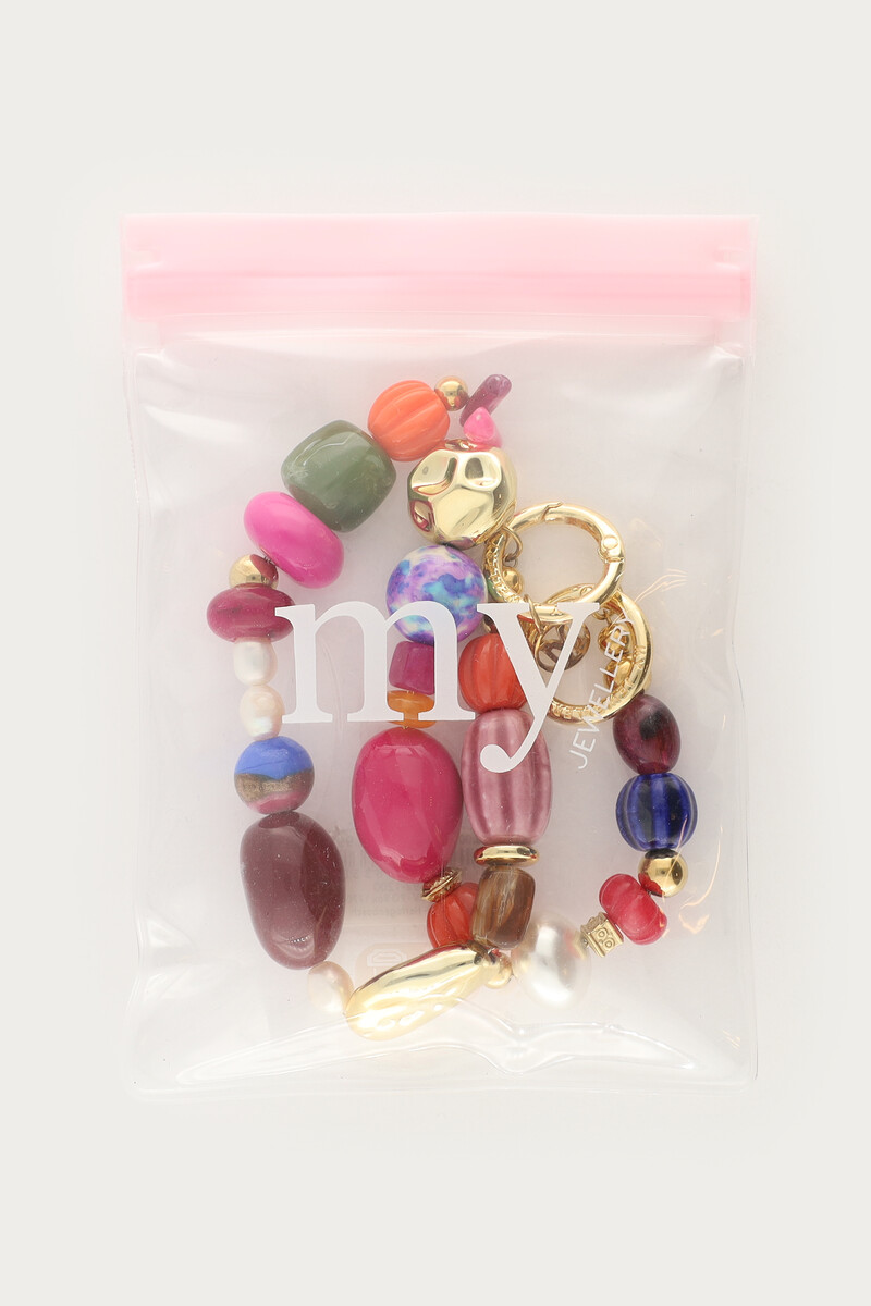 Mulit coloured phone cord with chunky beads | My Jewellery