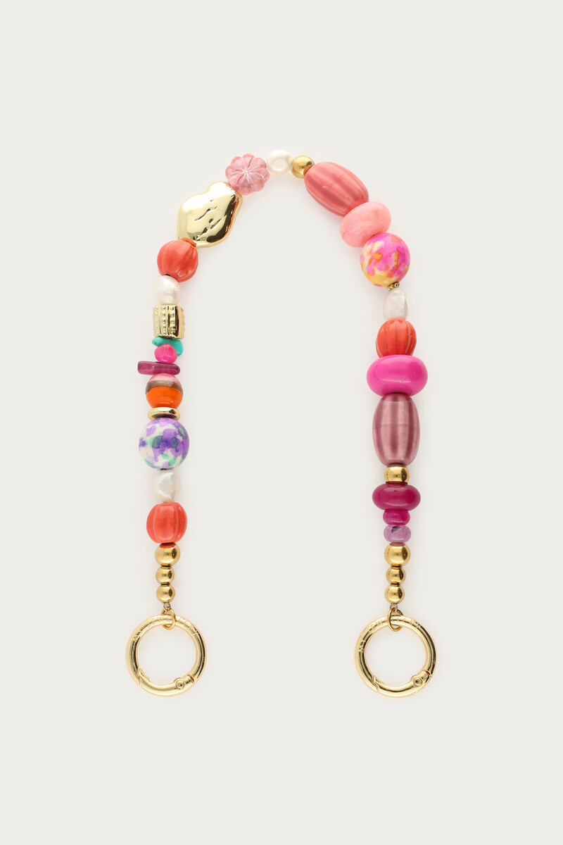 Multicoloured phone cord with beads | My Jewellery