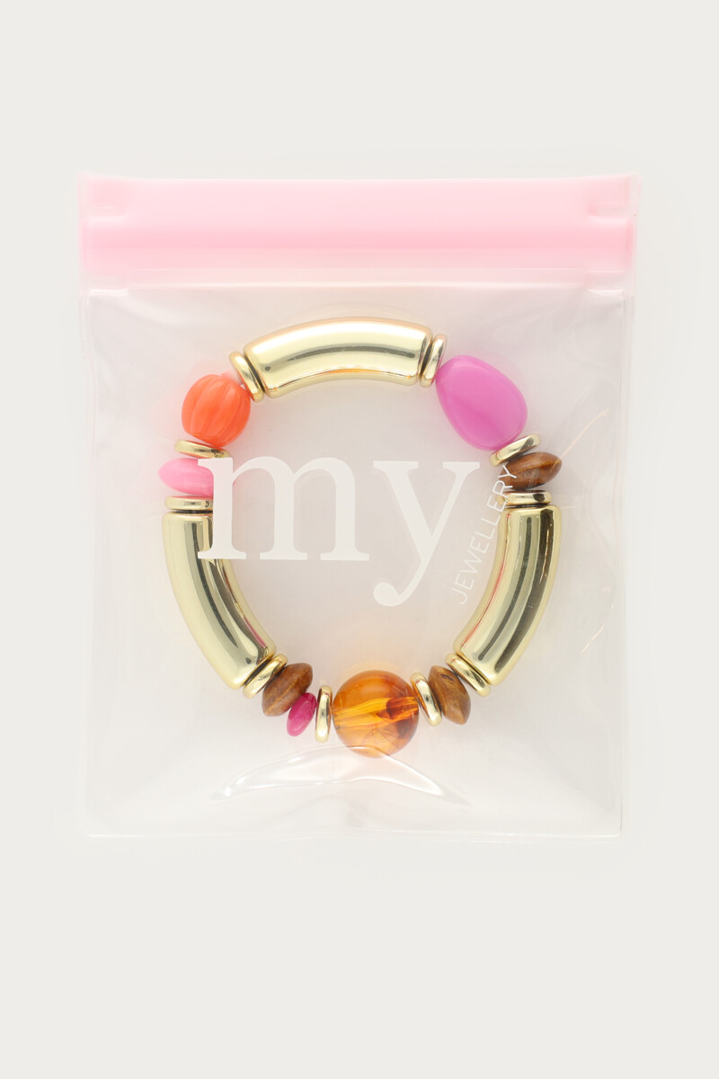 Multicoloured statement elastic beaded bracelet | My Jewellery