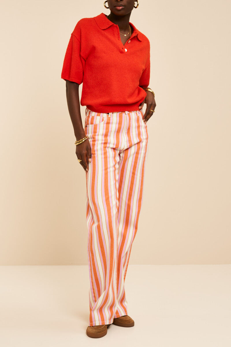 Multicoloured wide leg jeans with stripes | My Jewellery