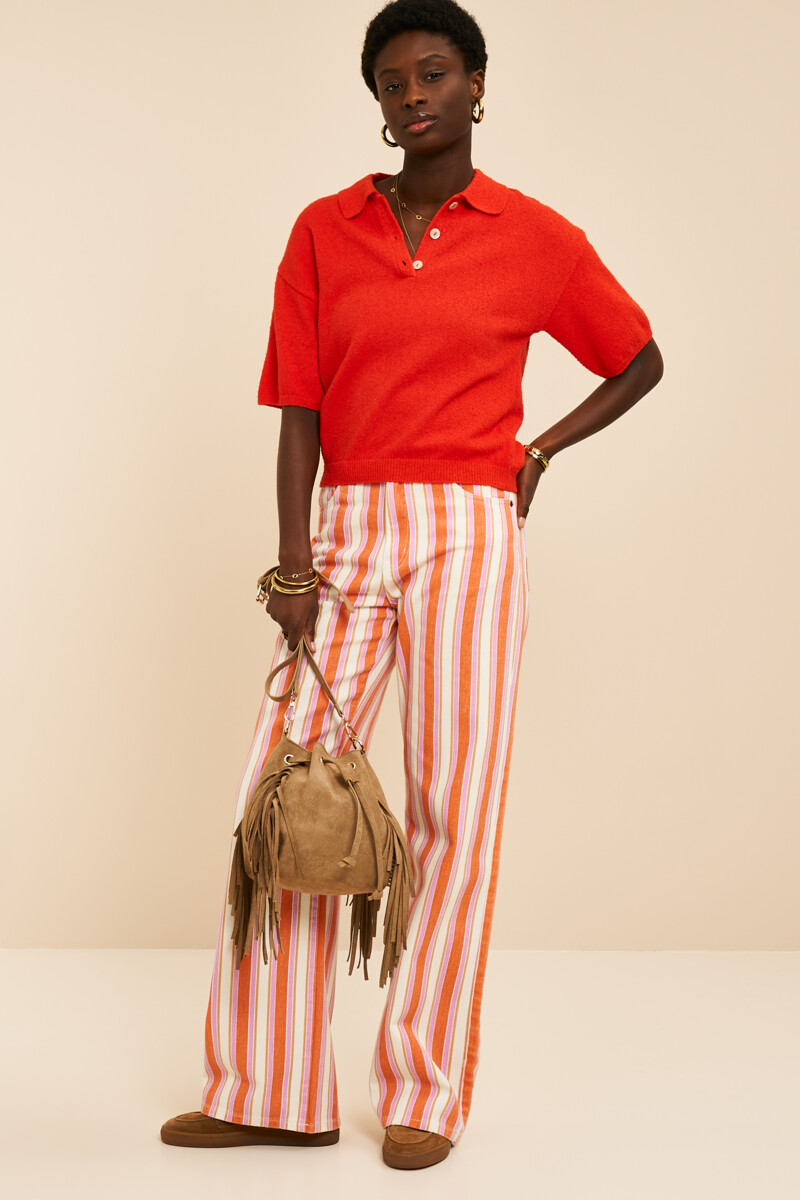 Multicoloured wide leg jeans with stripes | My Jewellery