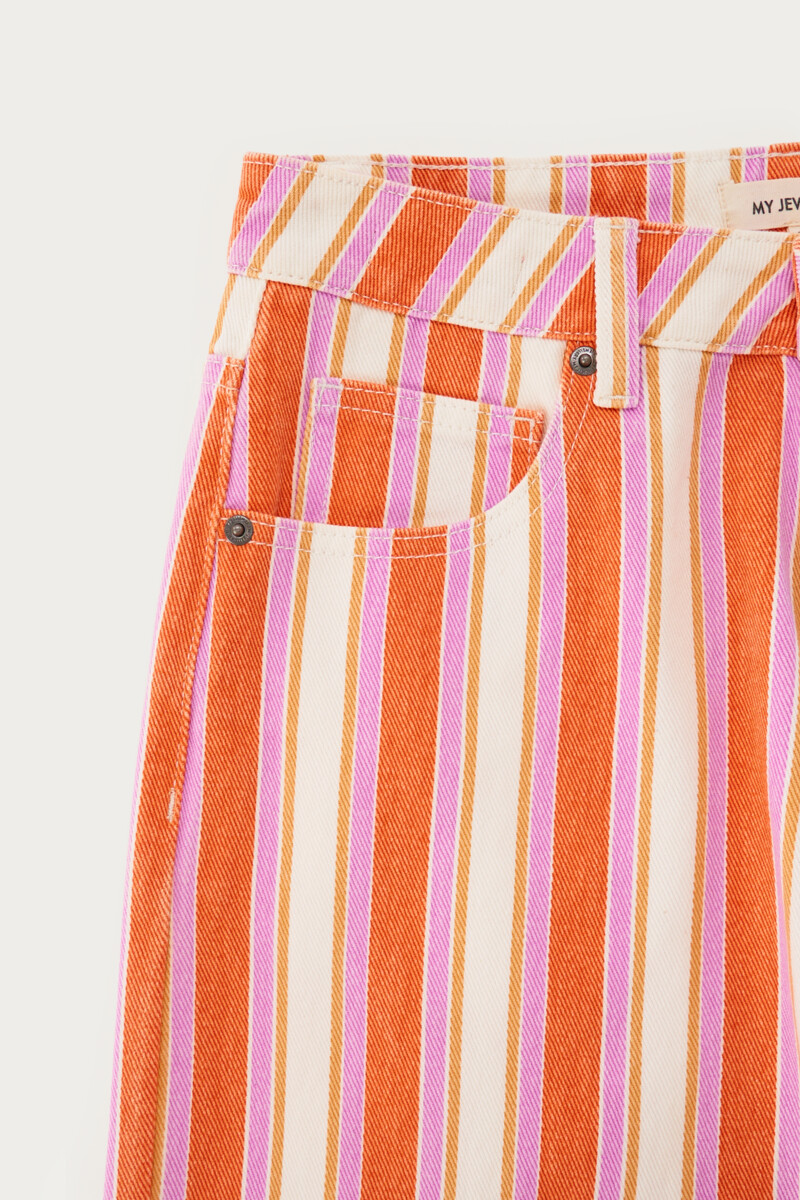Multicoloured wide leg jeans with stripes | My Jewellery