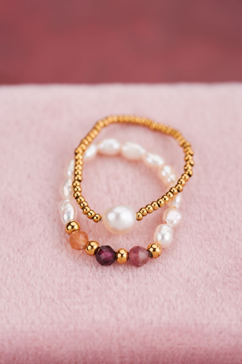 Stretch ringen set met parels & kralen | My Jewellery
