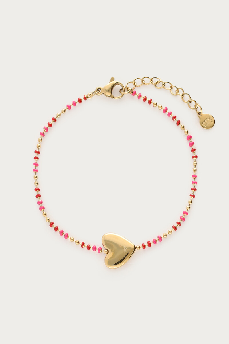 Mystic armband met rode bollen en hart