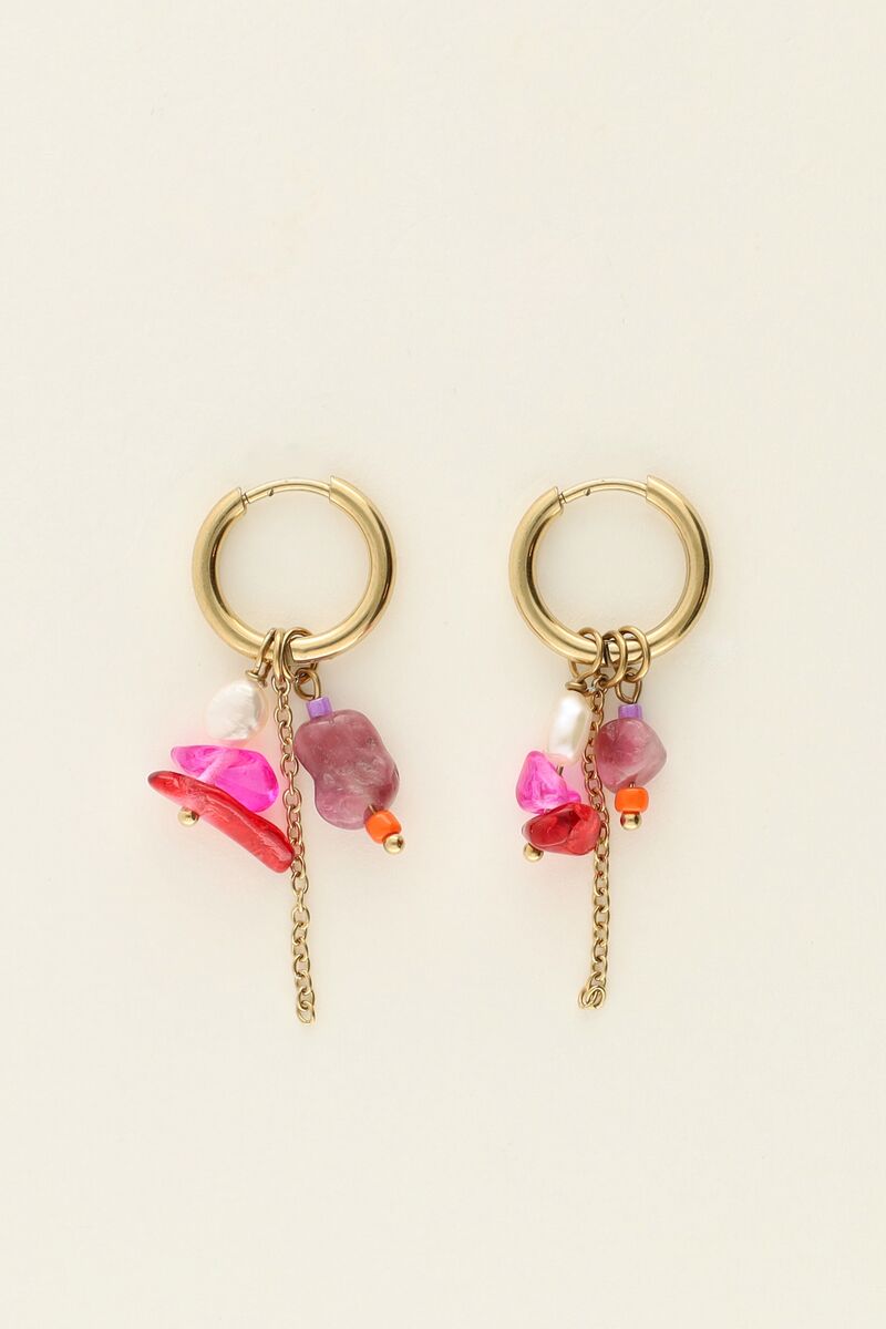 Mystic earrings with coloured rhinestones and pearl