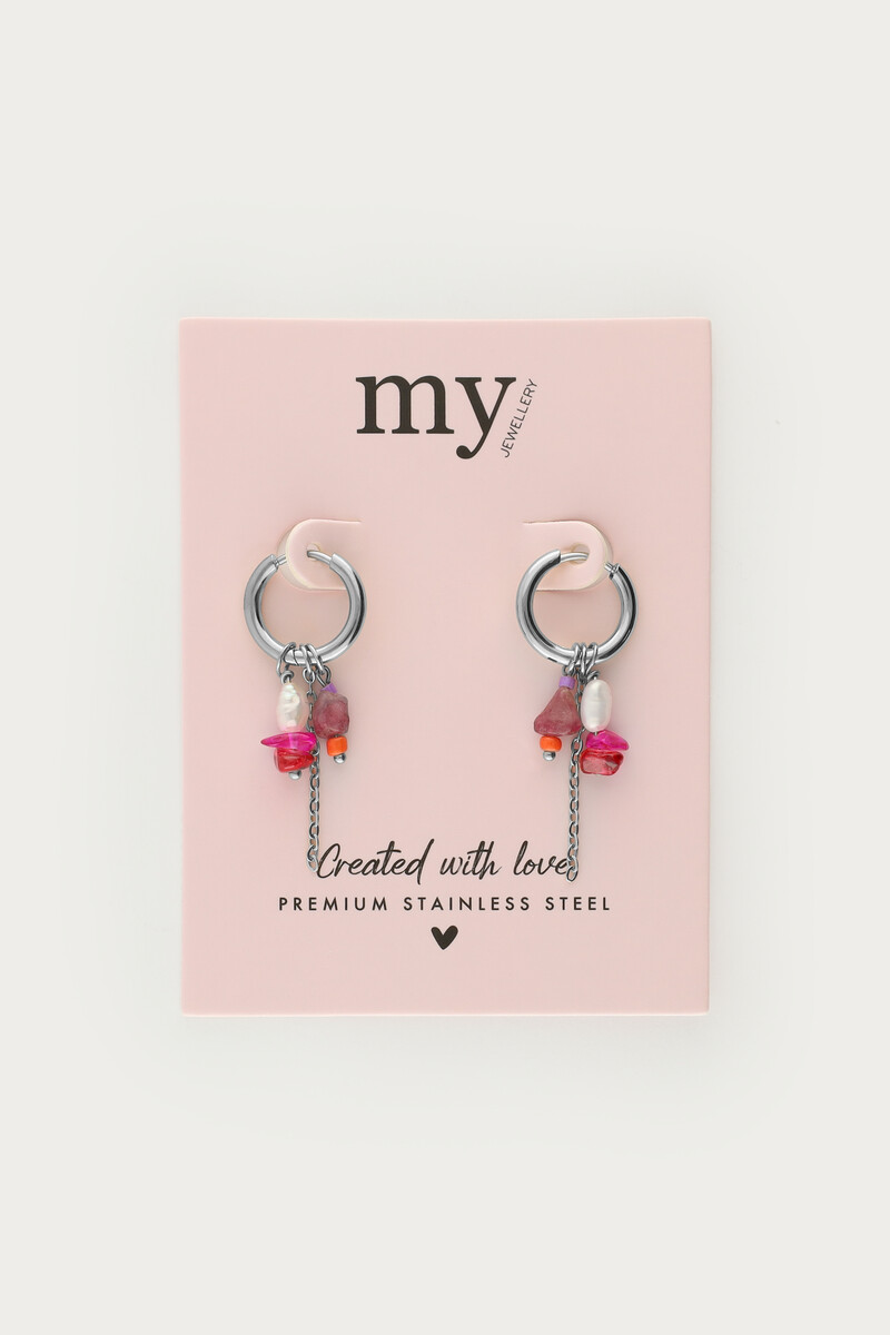 Mystic earrings with coloured rhinestones and pearl | My Jewellery