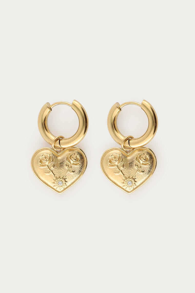 Boucles d'oreilles Mystic avec cœur et rose 